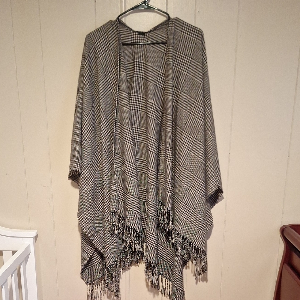 Plaid Fringe Shawl